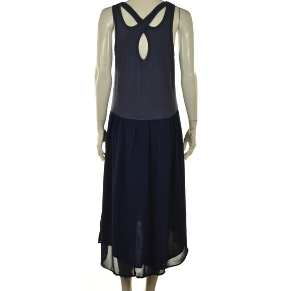 Left of Center Women's Dress Size XS Two-Tone Blue Sheath Midi Sleeveless Hi Lo - Picture 1 of 6